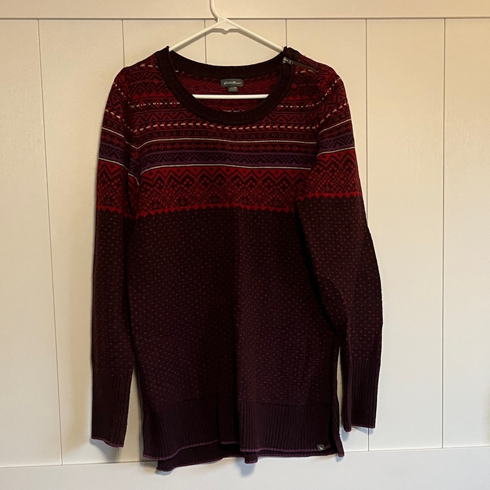 Eddie Bauer Patterned Crew Neck Sweater